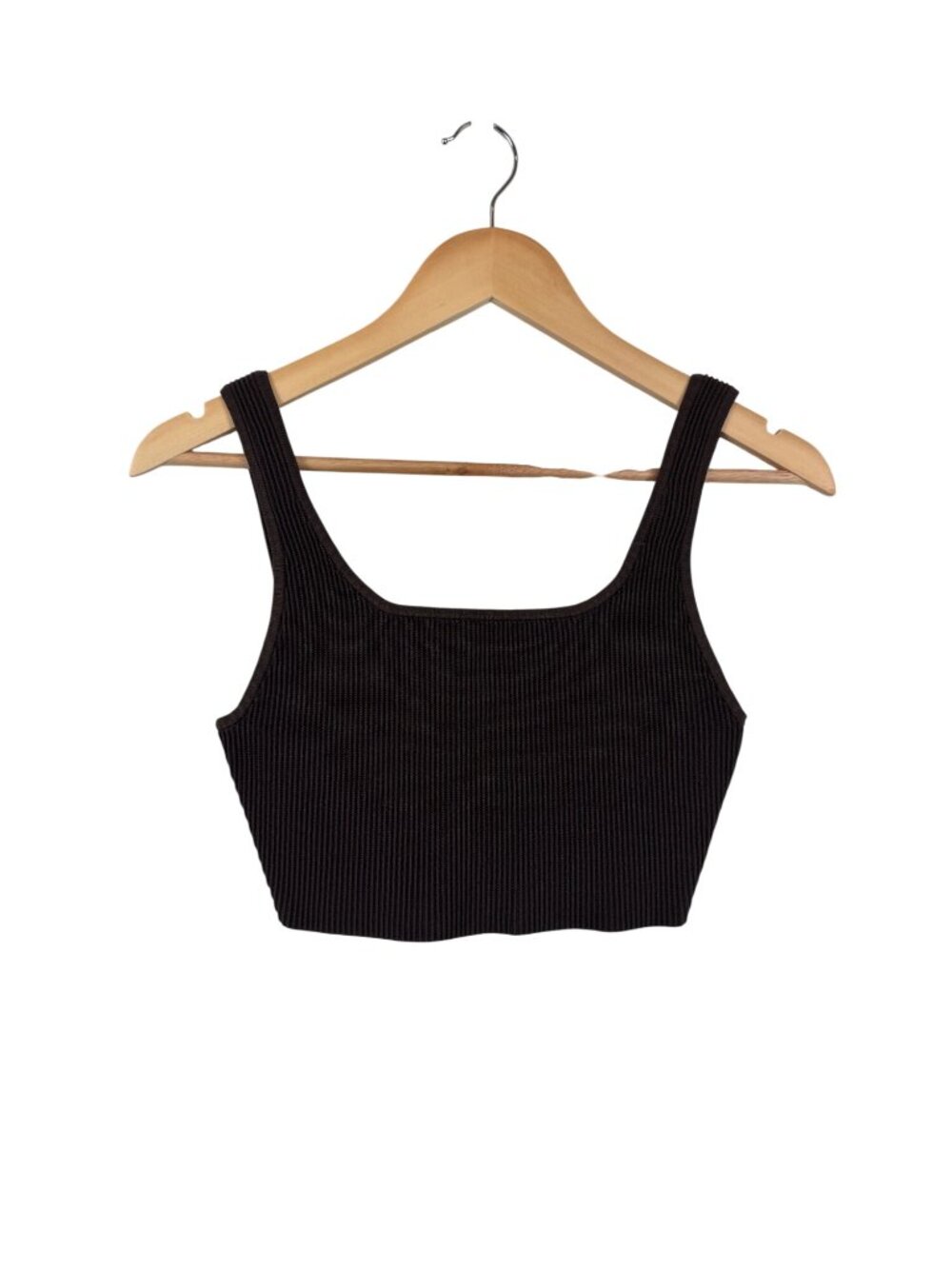 Aritzia Babaton Ribbed Knit Cropped Tank Top Medium Brown